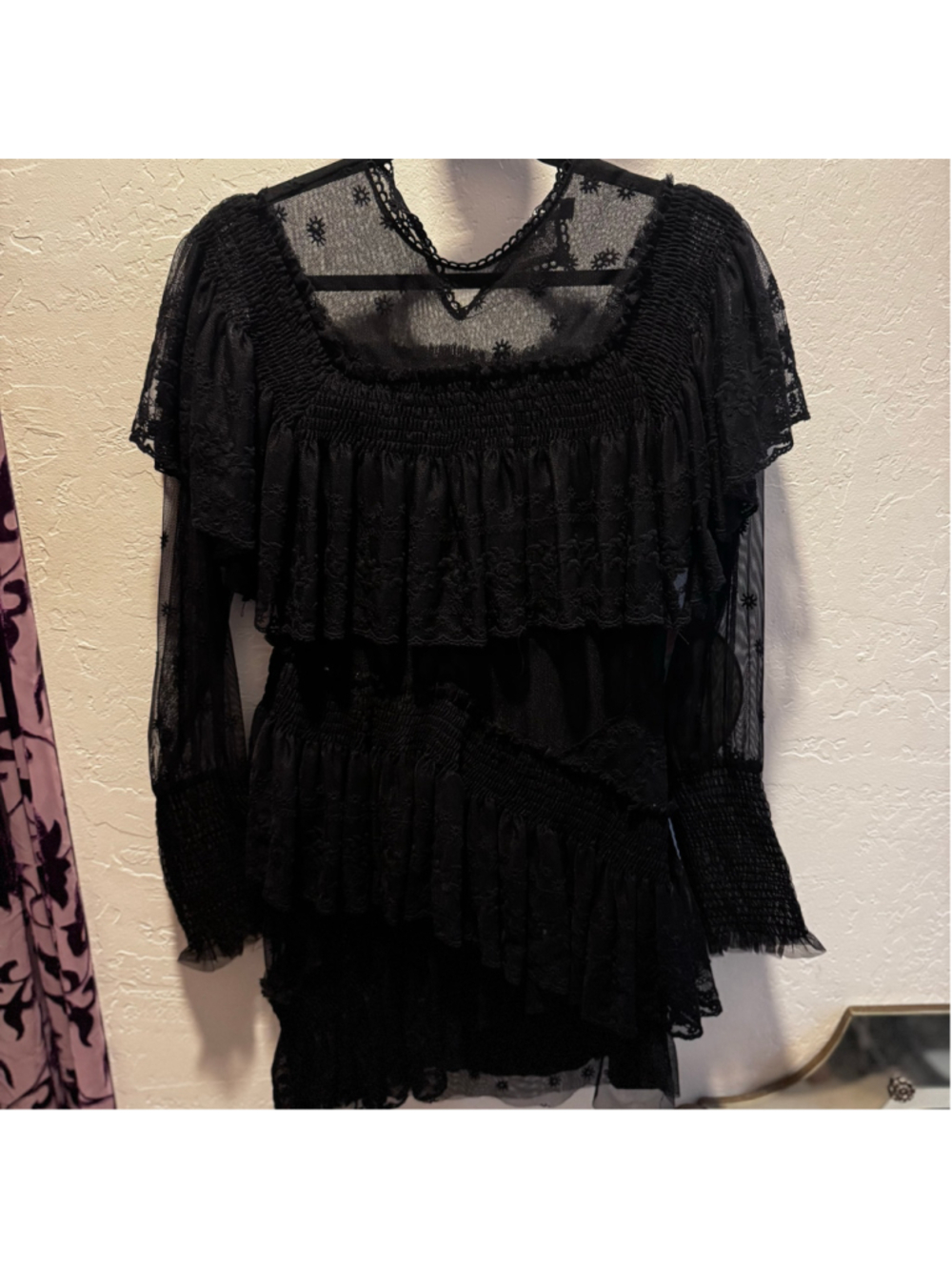 Beulah Black Lace Mini Romantic Goth Dress Size M